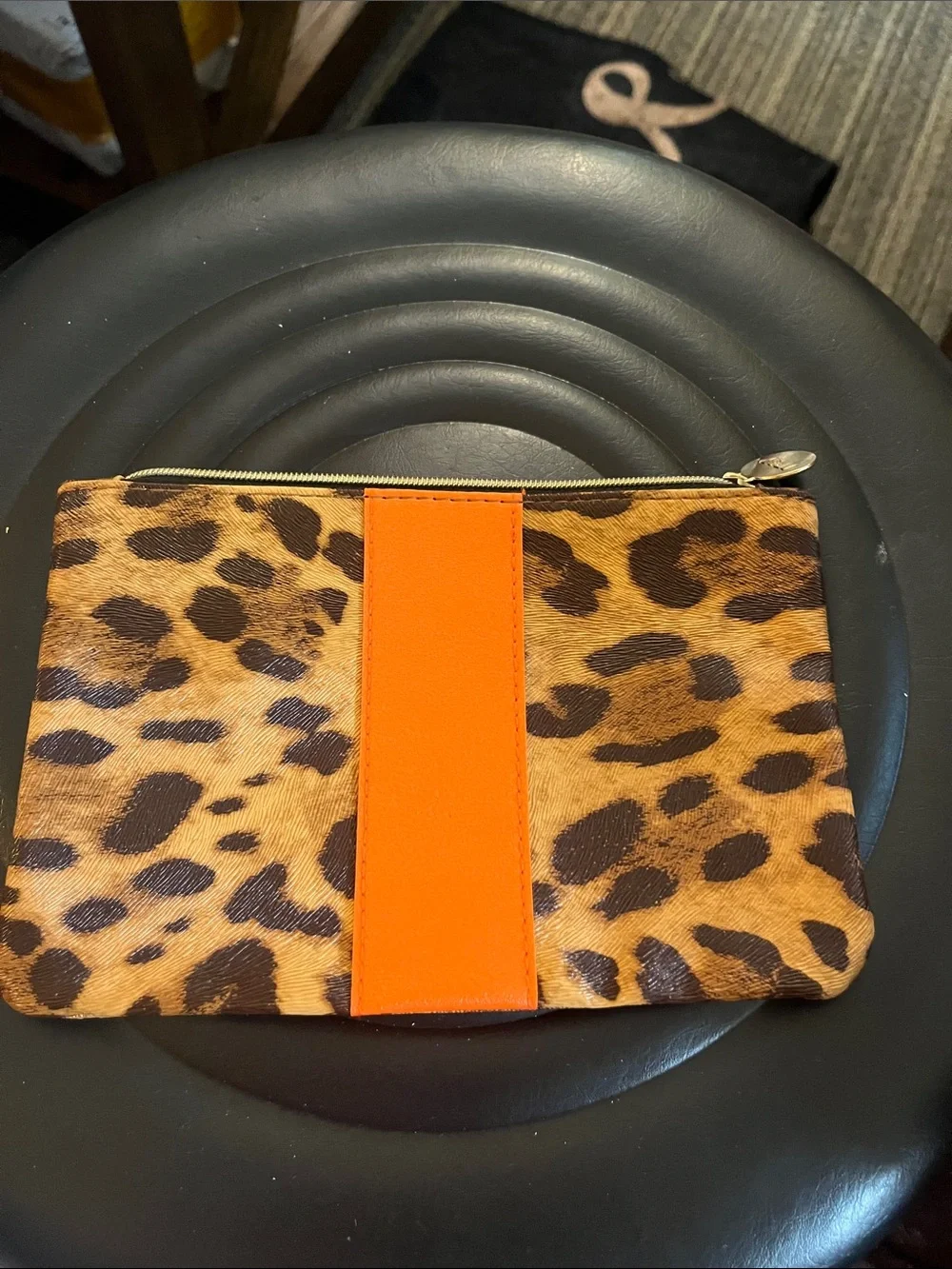 Leopard Print & Orange Leather Accent Pouch Set - Women Bags 35